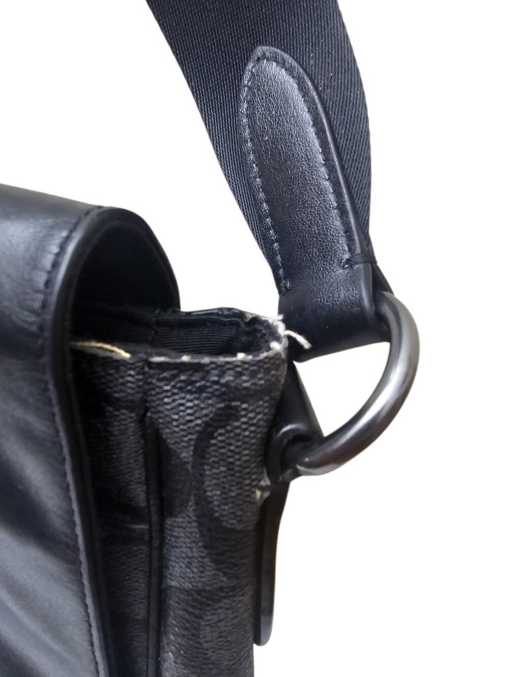 Coach Signature Monogram Crossbody Messenger Bag Black Charcoal Leather f54771 - Picture 3 of 14